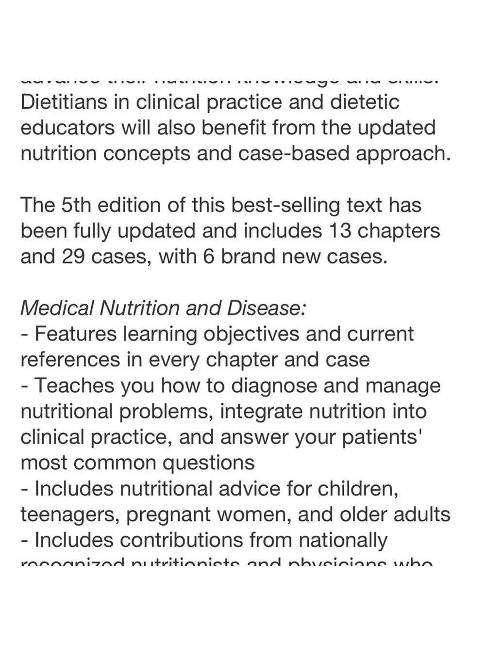 Medical Nutrition & Disease A Case Based Approach. Fifth Edition Paperback